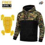 Kevlar Reinforced Motorcycle Hoodie CE Level 2 Armored Riding Hoodie Carnac Bikers Camo Pullover