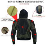Kevlar Lined Pull-Over Motorcycle Hoodie in Red with Reflection