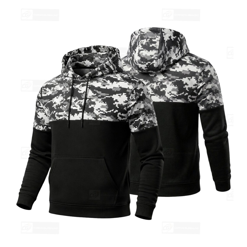 Men's Aramid Lined Motorcycle Hoodie in Digital Camo Color with Level 2 Armor