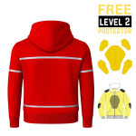 Kevlar Lined Pull-Over Motorcycle Hoodie in Red with Reflection