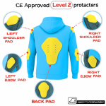 Kevlar Lined Pull-Over Motorcycle Hoodie in Royal Blue – Free CE Level 2 Protectors