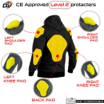 Men's Black Motorcycle Hoodie with CE Armor Pads