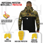 Unisex Kevlar-Lined Military Camo Motorcycle Hoodie with CE Level 2 Armour