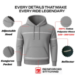 Unisex Motorcycle Kevlar Pull-Over Hoodie in Gray with CE Level 2 Armor