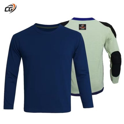 Aramid Lined Armored Motorbike Shirt in Blue with CE Elbow Armor