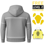 Unisex Motorcycle Kevlar Pull-Over Hoodie in Gray with CE Level 2 Armor - Image 3