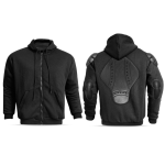 CrossFire Men's Kevlar Zip-Up Motorcycle Hoodie in Black with CE Armor Protective