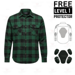Kevlar Lined Flannel Motorcycle Riding Shirt in Dark Green