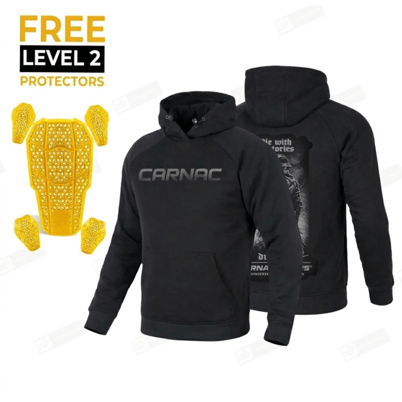 Kevlar-Lined Motorcycle Hoodie in Black - Riding Gear with Free CE Level 2 Protectors
