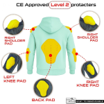 CE Armor Kevlar Pull-Over Motorbike Hoodie in Mint Green