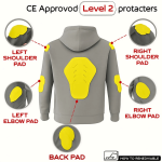 CE Armor Kevlar Pullover Riding Hoodie in Gray