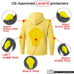 Unisex Kevlar Lined Pull-Over Hoodie in Butter Yellow with CE Level 2 Protection