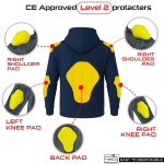 Unisex Kevlar Lined Pull-Over Motorcycle Hoodie in Navy Blue