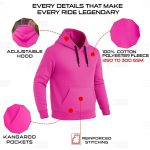CE Armored Kevlar Lined Pull-Over Motorcycle Hoodie in Pink