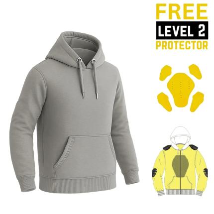 CE Armor Kevlar Pullover Riding Hoodie in Gray