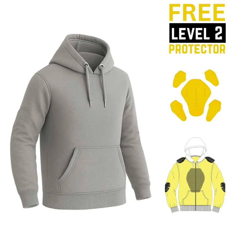 CE Armor Kevlar Pullover Riding Hoodie in Gray